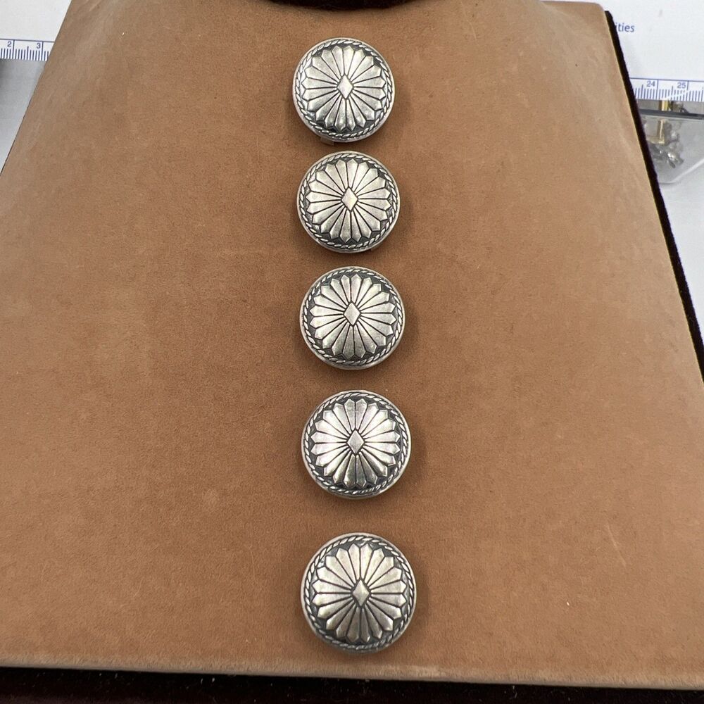 Set Of 5 Sterling Silver Button Covers Western Native American Snap On Vintage
